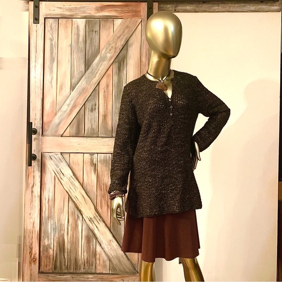 Top Unique Peruvian Brown Fitted Sweater Size Large - Picture 6 of 13
